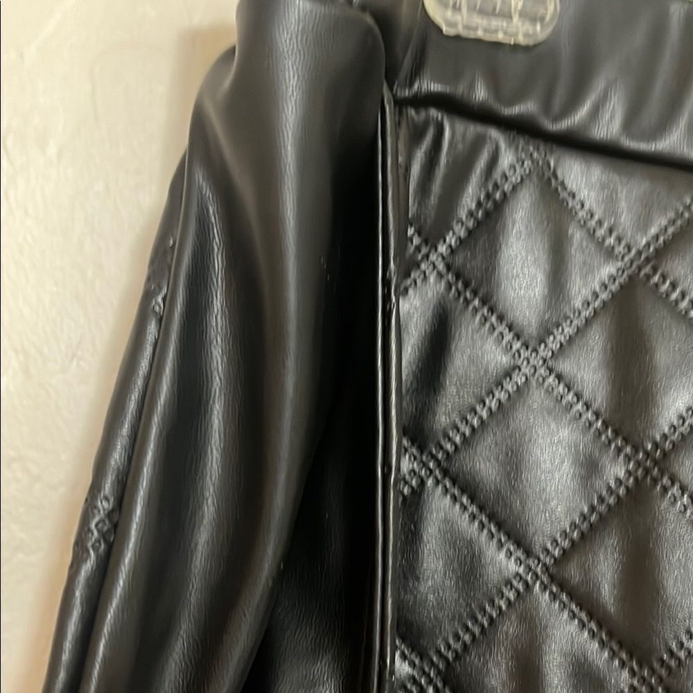 Fashion Nova Peyton Quilted Jogger Black Faux Leather High Waisted Pants Modern - Picture 7 of 16